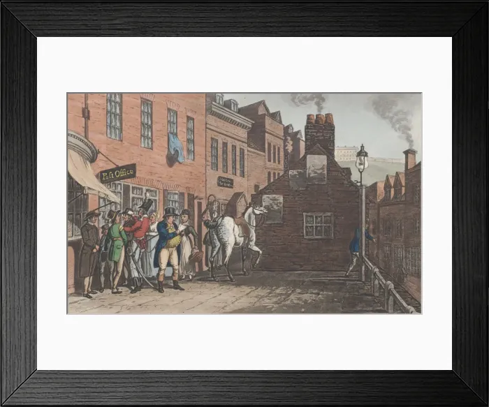 Framed Print : The Post Office, from Poetical Sketches of Scarborough, 1813. 1813 Framed Print : The Post Office, from Poetical Sketches of Scarborough, 1813. 1813