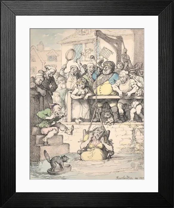 Framed Print : Ducking a Scold, April 12, 1803. April 12, 1803. Creator: Thomas Rowlandson Framed Print : Ducking a Scold, April 12, 1803. April 12, 1803. Creator: Thomas Rowlandson