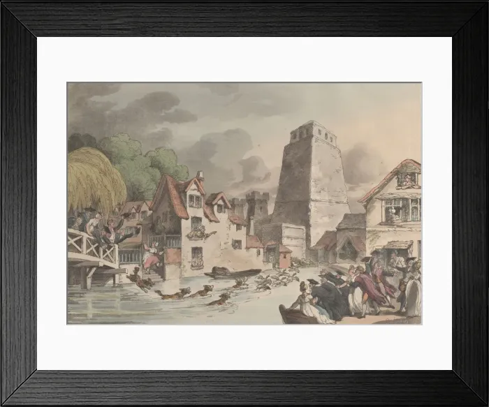 Framed Print : View of Oxford Castle, 1809. 1809. Creator: Thomas Rowlandson Framed Print : View of Oxford Castle, 1809. 1809. Creator: Thomas Rowlandson