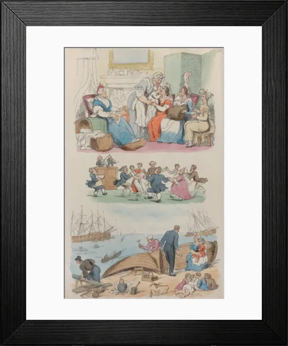 Framed Print : Plate 4: A Lying-in Visit, A Round Dance, from World in Miniature, 1816 Framed Print : Plate 4: A Lying-in Visit, A Round Dance, from World in Miniature, 1816