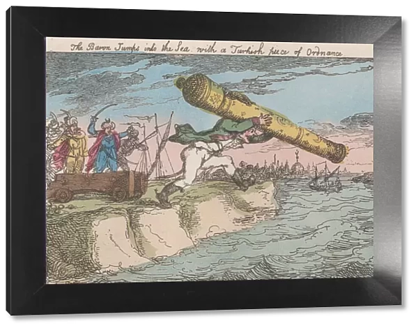 The Baron Jumps into the Sea with a Turkish piece of Ordnance, [1809], re