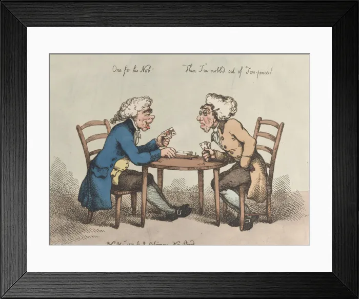 Framed Print : Twopenny Cribbage, [October 1, 1799], reissued 1810. [October 1, 1799], reissued 1810