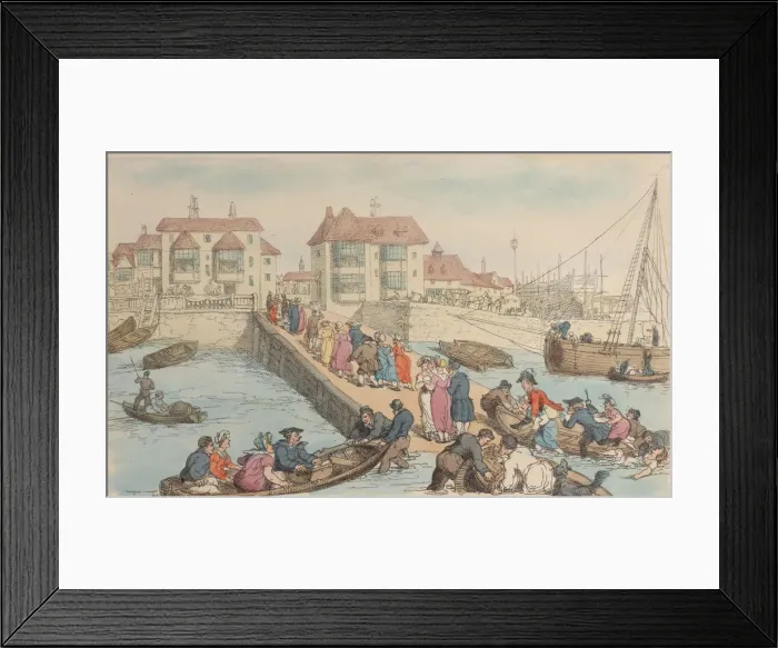 Framed Print : Plate 25: A Landing Place, from World in Miniature, 1816. 1816 Framed Print : Plate 25: A Landing Place, from World in Miniature, 1816. 1816