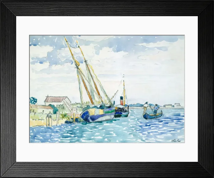 Framed Print : Marine Scene (Boats near Venice), 1903. Creator: Henri-Edmond Cross Framed Print : Marine Scene (Boats near Venice), 1903. Creator: Henri-Edmond Cross