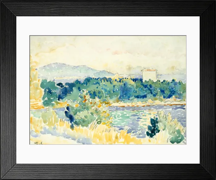 Framed Print : Mediterranean Landscape with a White House, 1900-1905. Creator: Henri-Edmond Cross Framed Print : Mediterranean Landscape with a White House, 1900-1905. Creator: Henri-Edmond Cross