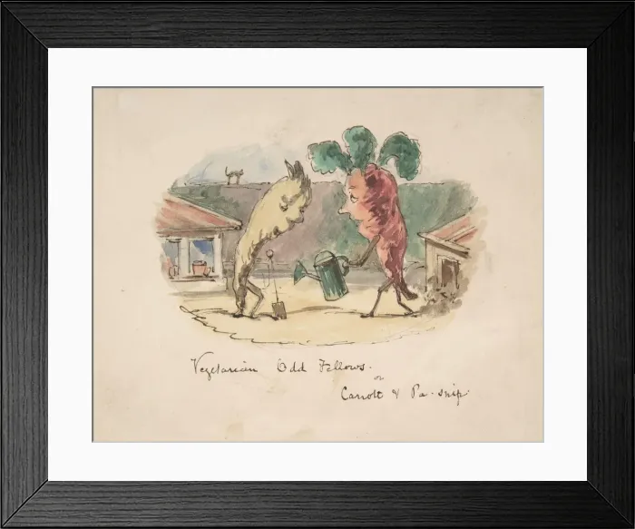 Framed Print : Vegetarian Odd Fellows: or, Carrott and Pa-Snip, 1837-64. Creator: John Leech Framed Print : Vegetarian Odd Fellows: or, Carrott and Pa-Snip, 1837-64. Creator: John Leech