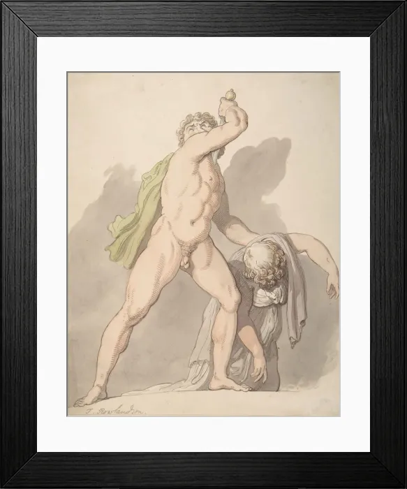 Framed Print : Standing Nude Man Supporting Fainting Female (Ludovisi Gaul in the Uffizi), 1780-1827 Framed Print : Standing Nude Man Supporting Fainting Female (Ludovisi Gaul in the Uffizi), 1780-1827