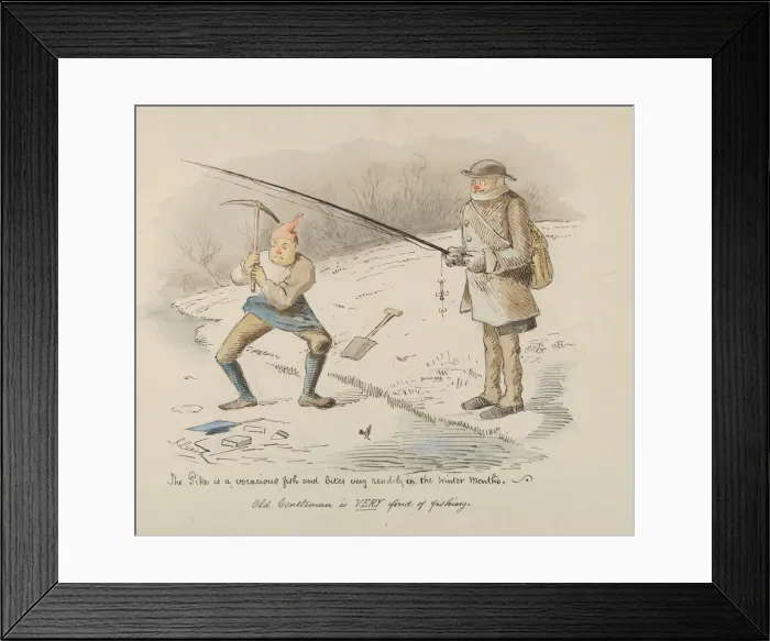 Framed Print : The Pike is a voracious fish and bites readily in the Winter months-Old Gentleman Framed Print : The Pike is a voracious fish and bites readily in the Winter months-Old Gentleman