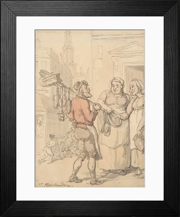 Framed Print : Street Scene: Vendor of Brushes, 1780-1827. Creator: Thomas Rowlandson Framed Print : Street Scene: Vendor of Brushes, 1780-1827. Creator: Thomas Rowlandson