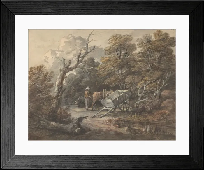 Framed Print : Woodland Scene with a Peasant, a Horse, and a Cart, ca. 1760 Framed Print : Woodland Scene with a Peasant, a Horse, and a Cart, ca. 1760