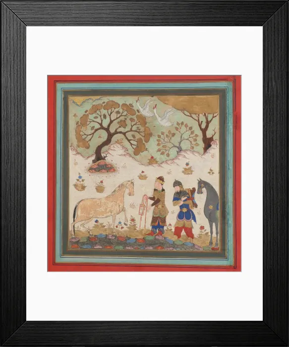 Framed Print : Rustam Captures Rakhsh, Folio from a Shahnama (Book of Kings), mid-15th century