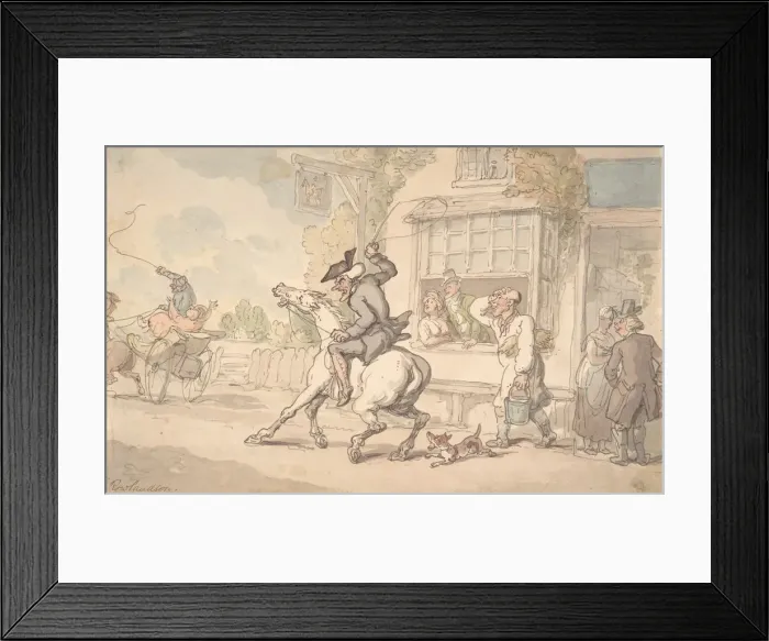 Framed Print : Dr. Syntax with a Balky Horse Before an Inn, 18th-19th century Framed Print : Dr. Syntax with a Balky Horse Before an Inn, 18th-19th century