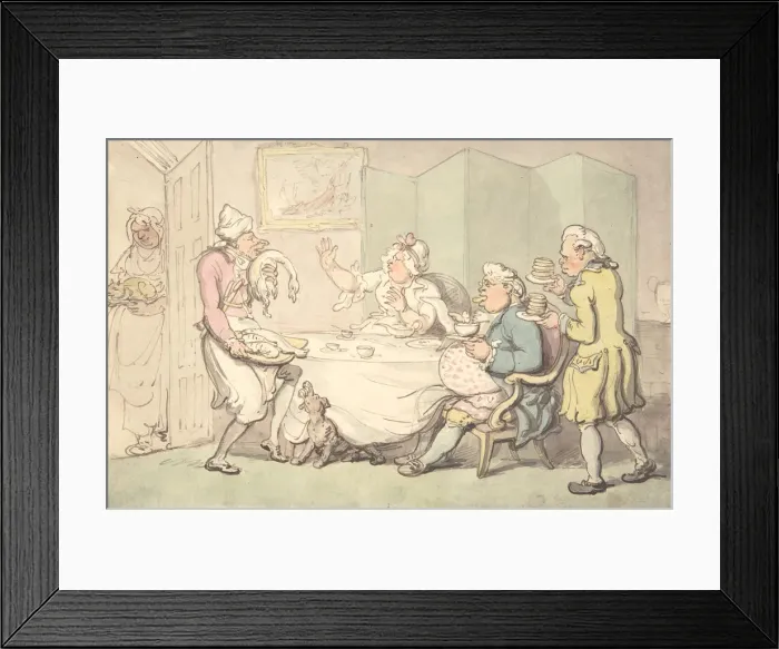 Framed Print : A Couple at Table with Servants, 18th-19th century. Creator: Unknown; Unknown Framed Print : A Couple at Table with Servants, 18th-19th century. Creator: Unknown; Unknown