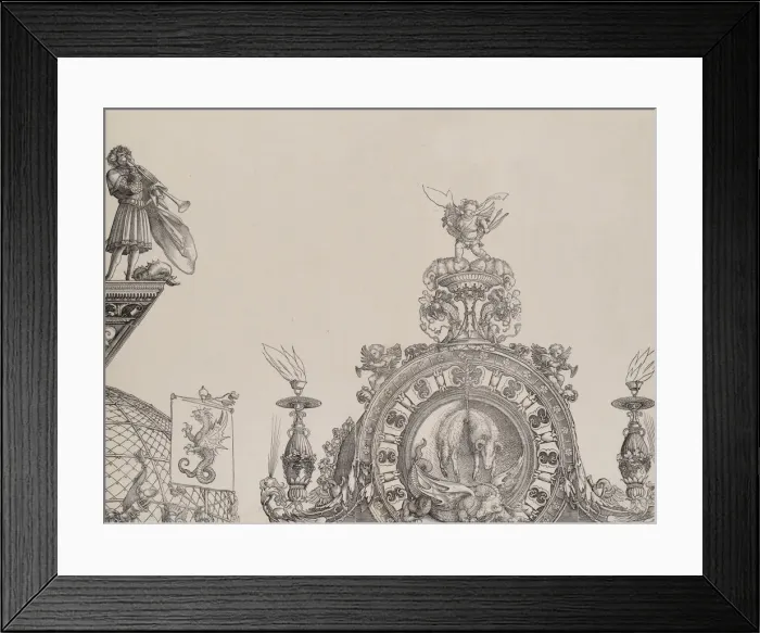 Framed Print : The Pinnacle of the Right Portal; and a Trumpeter and Standard from the Central Portal Framed Print : The Pinnacle of the Right Portal; and a Trumpeter and Standard from the Central Portal