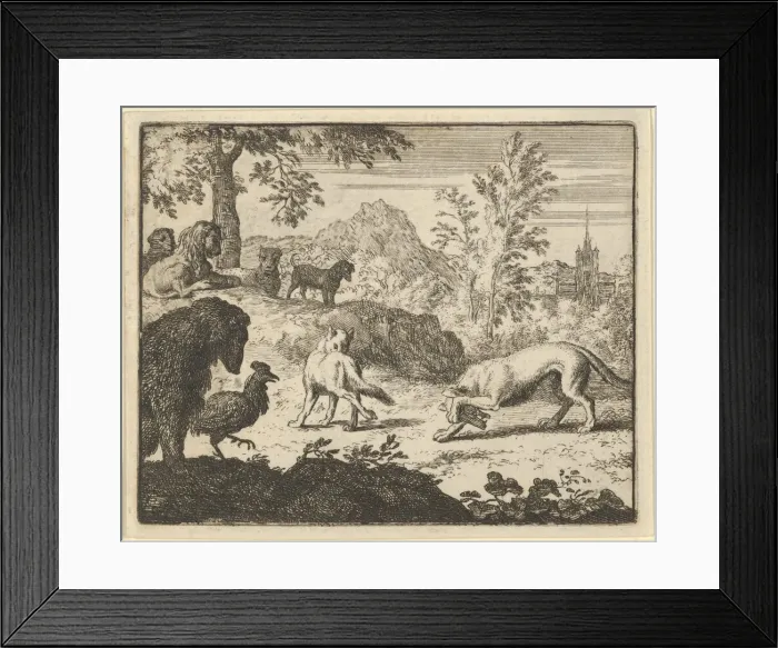 Framed Print : The Lion Allows a Fight Between the Wolf and Renard, 1650-75