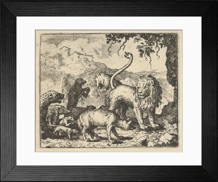 Framed Print : Renard is Accused by the Wolf and Several Animals, 1650-75 Framed Print : Renard is Accused by the Wolf and Several Animals, 1650-75