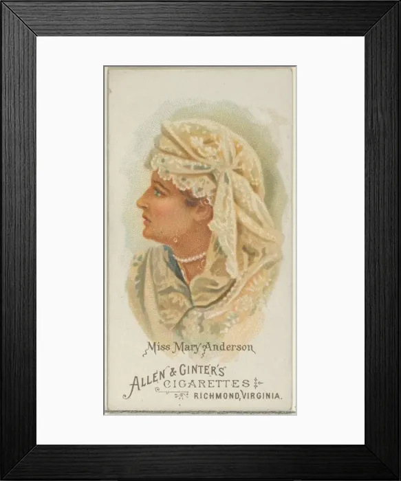 Framed Print : Miss Mary Anderson, from Worlds Beauties, Series 1 (N26) for Allen & Framed Print : Miss Mary Anderson, from Worlds Beauties, Series 1 (N26) for Allen &