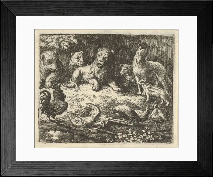 Framed Print : The Rooster Accuses Renard of Murdering his Chicken, 1650-75 Framed Print : The Rooster Accuses Renard of Murdering his Chicken, 1650-75