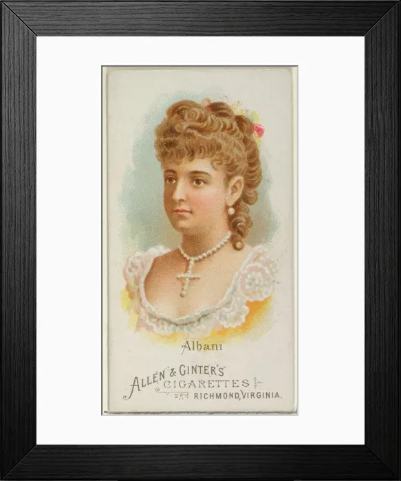 Framed Print : Albani, from Worlds Beauties, Series 1 (N26) for Allen & Ginter Cigarettes, 1888 Framed Print : Albani, from Worlds Beauties, Series 1 (N26) for Allen & Ginter Cigarettes, 1888