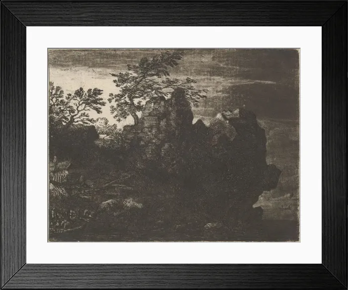 Framed Print : The Large Rock at the River, 17th century. Creator: Allart van Everdingen Framed Print : The Large Rock at the River, 17th century. Creator: Allart van Everdingen