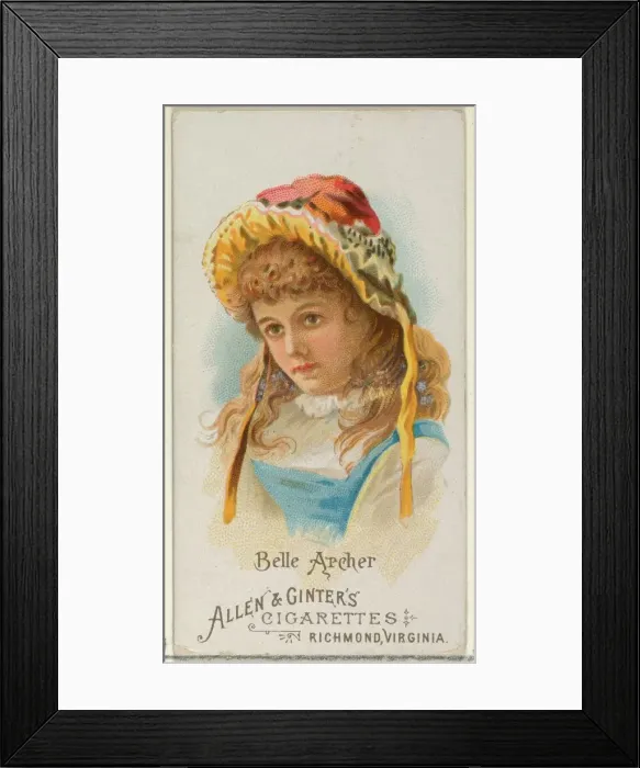 Framed Print : Belle Archer, from Worlds Beauties, Series 1 (N26) for Allen & Ginter Cigarettes Framed Print : Belle Archer, from Worlds Beauties, Series 1 (N26) for Allen & Ginter Cigarettes