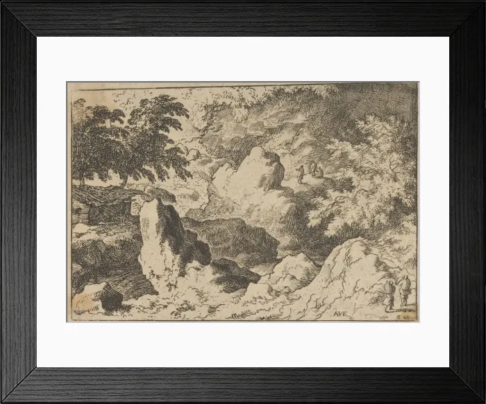 Framed Print : The Three Men on the Rock, 17th century. Creator: Allart van Everdingen Framed Print : The Three Men on the Rock, 17th century. Creator: Allart van Everdingen