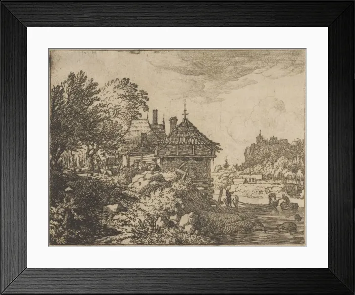 Framed Print : The Two Boats Approach a Hut, 17th century. Creator: Allart van Everdingen Framed Print : The Two Boats Approach a Hut, 17th century. Creator: Allart van Everdingen