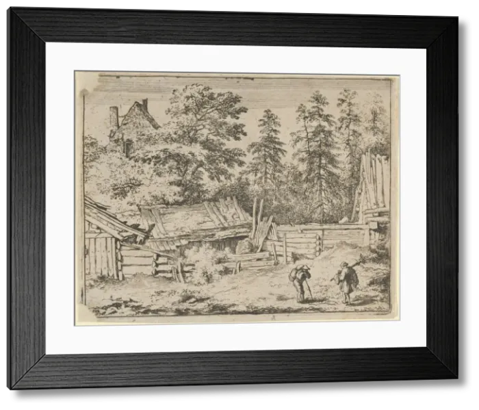 Framed Print : The Three Cottages, 17th century. Creator: Allart van Everdingen Framed Print : The Three Cottages, 17th century. Creator: Allart van Everdingen