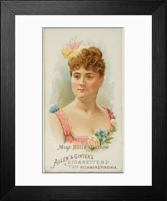 Framed Print : Miss Billie Barlow, from Worlds Beauties, Series 1 (N26) for Allen & Framed Print : Miss Billie Barlow, from Worlds Beauties, Series 1 (N26) for Allen &