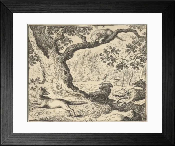 Framed Print : Following Renards False Story, His Father Is Chased by Hunting Dogs from Hendrick van Framed Print : Following Renards False Story, His Father Is Chased by Hunting Dogs from Hendrick van