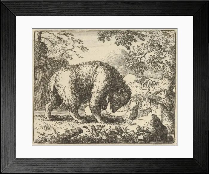 Framed Print : Renard Promises the Bear to Take Him to a Place Where He Will Find Honey, 1650-75 Framed Print : Renard Promises the Bear to Take Him to a Place Where He Will Find Honey, 1650-75