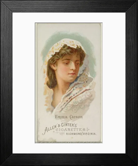 Framed Print : Emma Carson, from Worlds Beauties, Series 1 (N26) for Allen & Ginter Cigarettes Framed Print : Emma Carson, from Worlds Beauties, Series 1 (N26) for Allen & Ginter Cigarettes