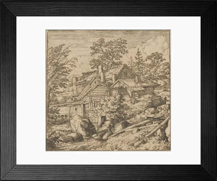 Framed Print : The Hamlet on the Mountain Side, mid-17th century. mid-17th century