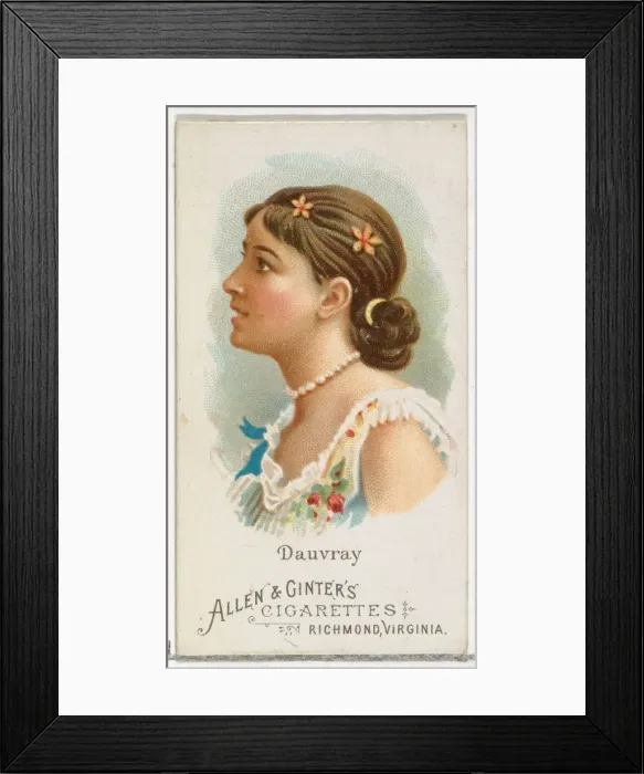 Framed Print : Helen Dauvray, from Worlds Beauties, Series 1 (N26) for Allen & Ginter Cigarettes Framed Print : Helen Dauvray, from Worlds Beauties, Series 1 (N26) for Allen & Ginter Cigarettes