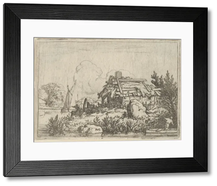 Framed Print : The Ruined Cottage, Surrounded by Water, 17th century. Creator: Allart van Everdingen Framed Print : The Ruined Cottage, Surrounded by Water, 17th century. Creator: Allart van Everdingen