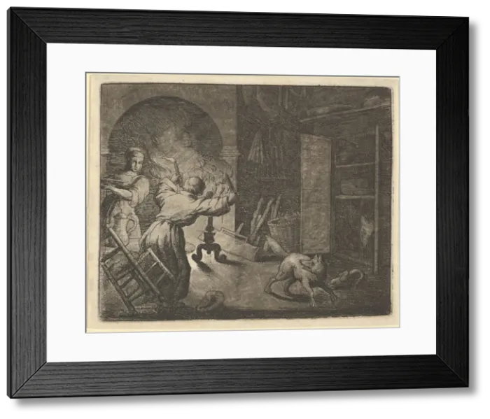 Framed Print : Renard Escapes with a Chicken that he Stole from a Clergymans Table, 1650-75 Framed Print : Renard Escapes with a Chicken that he Stole from a Clergymans Table, 1650-75