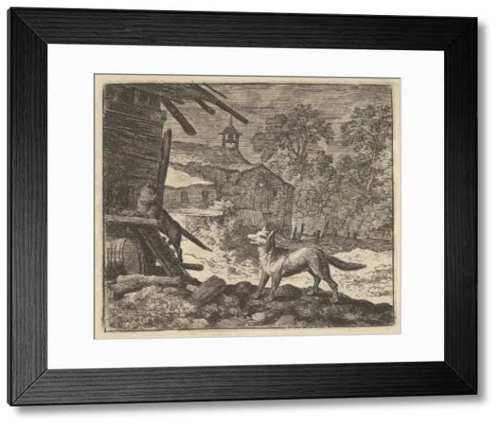 Framed Print : The Cat Climbs a Barn, 1650-75. Creator: Allart van Everdingen