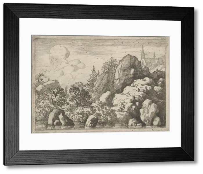 Framed Print : The Church on the Hill, 17th century. Creator: Allart van Everdingen Framed Print : The Church on the Hill, 17th century. Creator: Allart van Everdingen