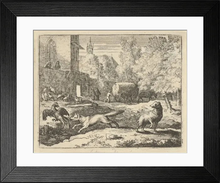 Framed Print : Renard Wants to Find a Rooster, 1650-75. Creator: Allart van Everdingen Framed Print : Renard Wants to Find a Rooster, 1650-75. Creator: Allart van Everdingen