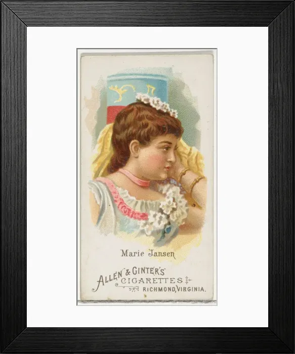 Framed Print : Marie Jansen, from Worlds Beauties, Series 1 (N26) for Allen & Ginter Cigarettes Framed Print : Marie Jansen, from Worlds Beauties, Series 1 (N26) for Allen & Ginter Cigarettes