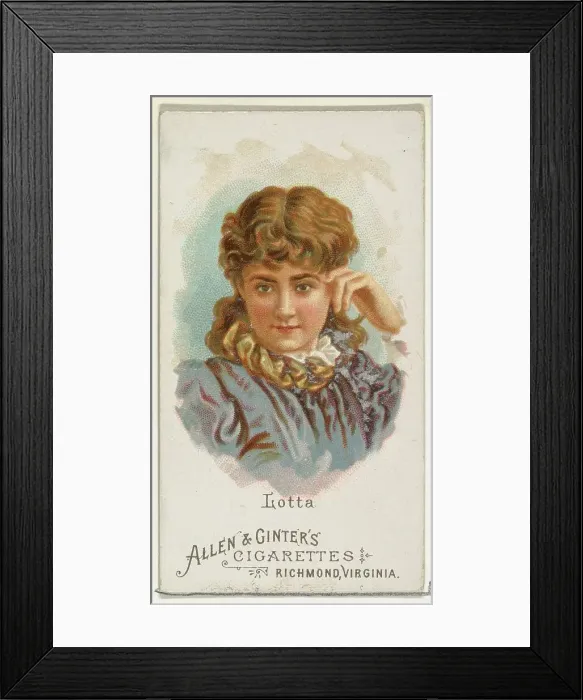 Framed Print : Lotta, from Worlds Beauties, Series 1 (N26) for Allen & Ginter Cigarettes, 1888 Framed Print : Lotta, from Worlds Beauties, Series 1 (N26) for Allen & Ginter Cigarettes, 1888