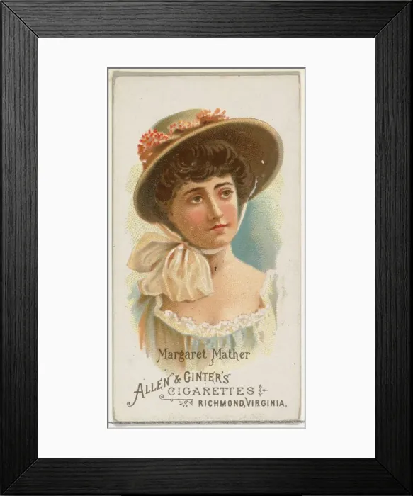 Framed Print : Margaret Mather, from Worlds Beauties, Series 1 (N26) for Allen & Ginter Cigarettes