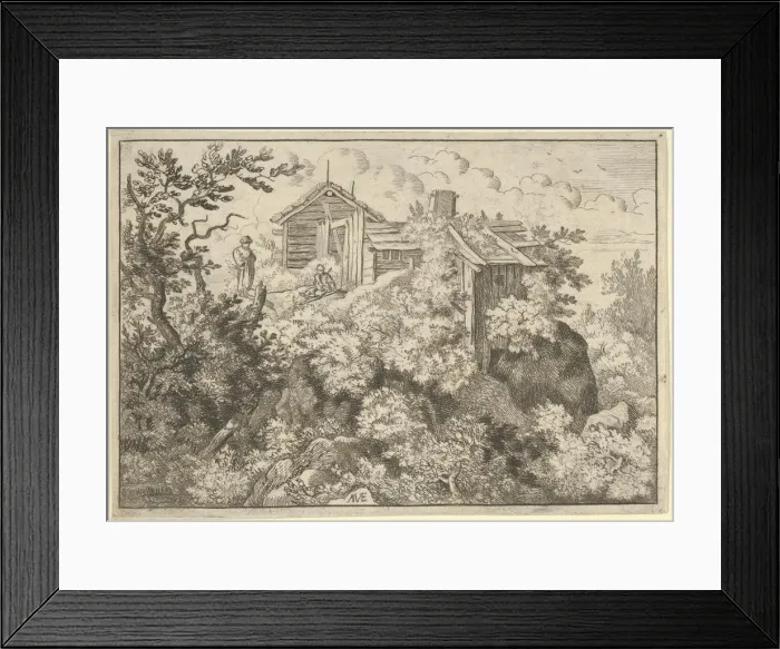 Framed Print : The Three Cottages on the Hill, 17th century. Creator: Allart van Everdingen Framed Print : The Three Cottages on the Hill, 17th century. Creator: Allart van Everdingen