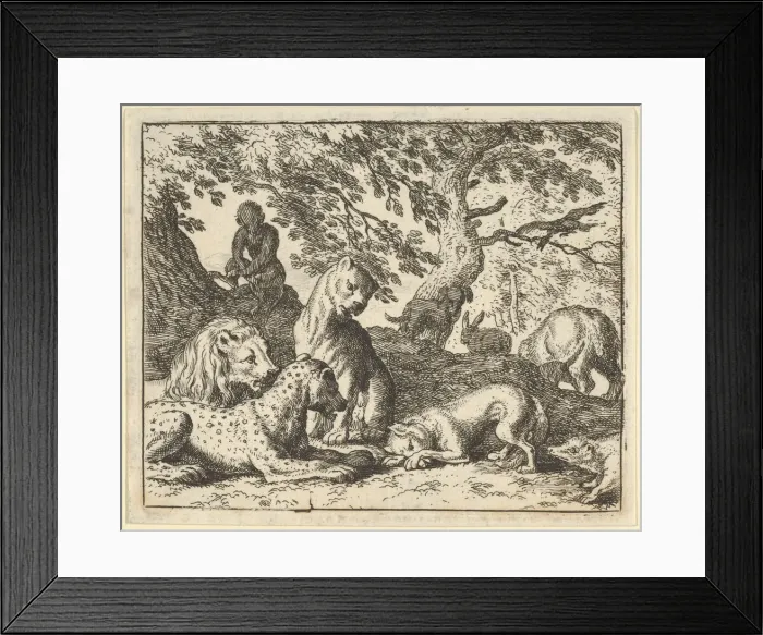 Framed Print : Renard Falsely Accuses His Father of Conspiring Against the Lion, 1650-75 Framed Print : Renard Falsely Accuses His Father of Conspiring Against the Lion, 1650-75