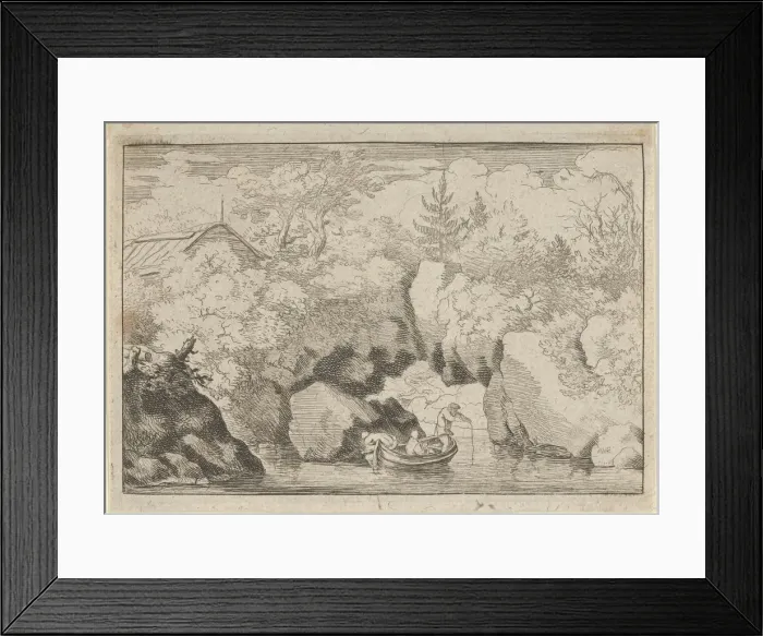 Framed Print : The Skiff near the Pierced Rock, 17th century. Creator: Allart van Everdingen Framed Print : The Skiff near the Pierced Rock, 17th century. Creator: Allart van Everdingen