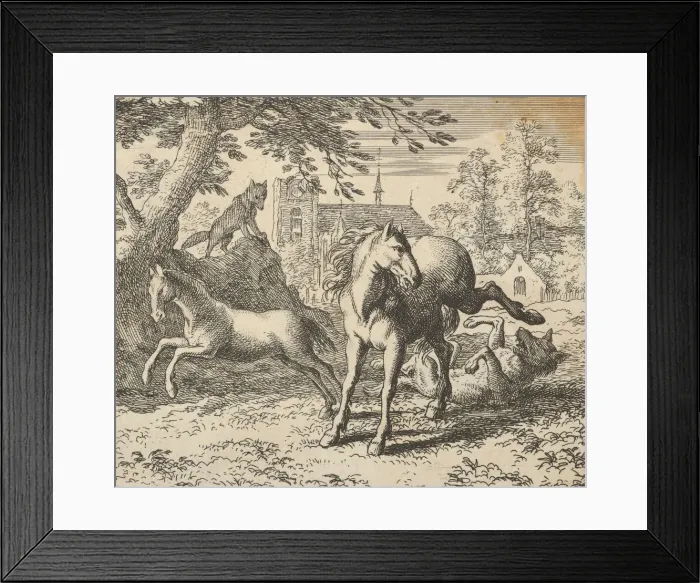 Framed Print : Renard Goes with the Badger to Court to Appease the Lions Anger, 1650-75