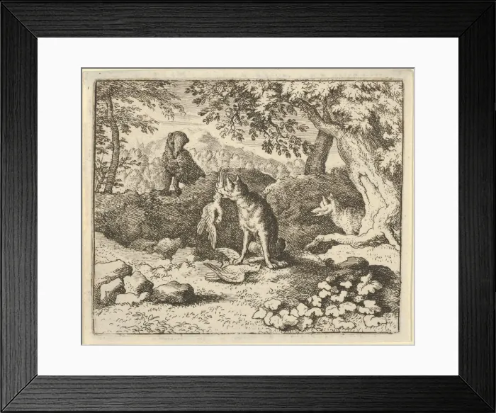 Framed Print : The Badger Hurries to Warn Renard of the Lions Intention, 1650-75 Framed Print : The Badger Hurries to Warn Renard of the Lions Intention, 1650-75