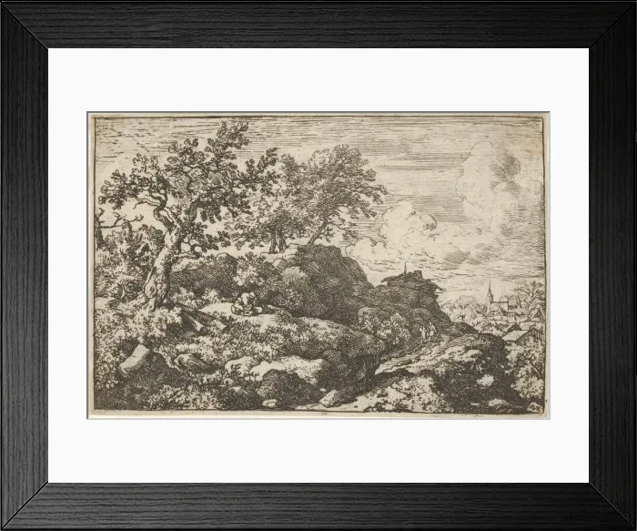 Framed Print : The Two Peasants Seated on the Hill, 17th century. Creator: Allart van Everdingen Framed Print : The Two Peasants Seated on the Hill, 17th century. Creator: Allart van Everdingen
