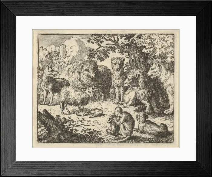 Framed Print : The Monkey Opens the Package and Removes the Rabbits Head to the Great Surprise of Framed Print : The Monkey Opens the Package and Removes the Rabbits Head to the Great Surprise of