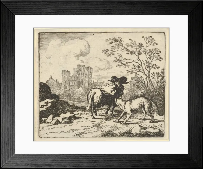 Framed Print : Renard Sends the Ram Back to the Lion with a Package Containing the Rabbits Head